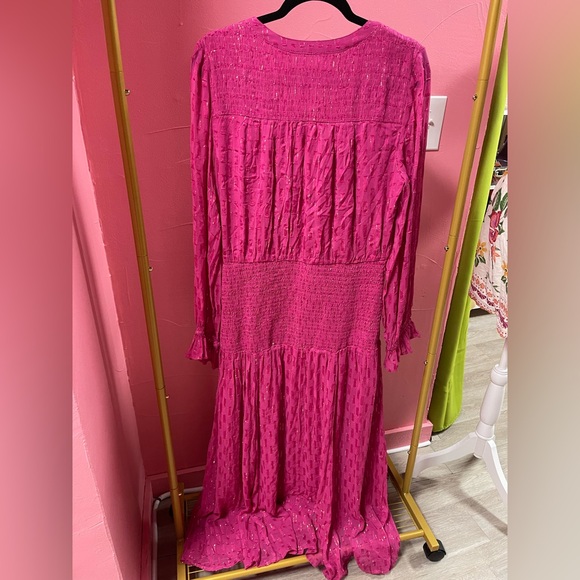 Anthropologie Fuchsia Dress with Gold Accents - Picture 6 of 8
